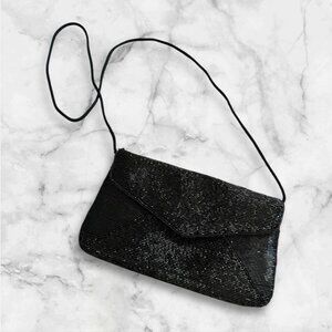 BONWIT TELLER Vintage Black Beaded Cocktail Bag